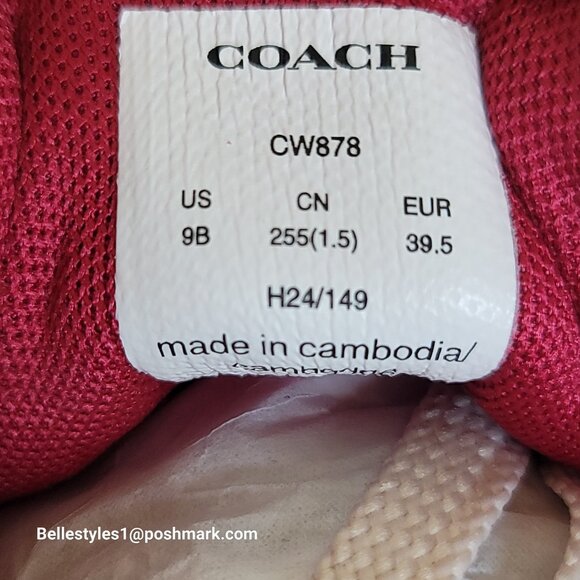 COACH Low Top Leather and Suede Sneakers C201- Pink color- Women’s US Size 9B ⭐ - Picture 14 of 16